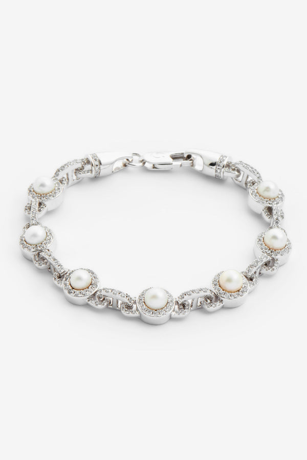 9mm Iced & Freshwater Pearl Bracelet