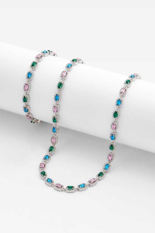 Allway Coloured Bezel Tennis Necklace + Bracelet Bundle