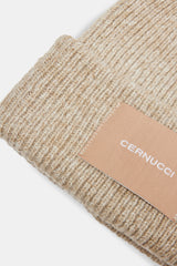 Cernucci Woven Label Beanie - Beige