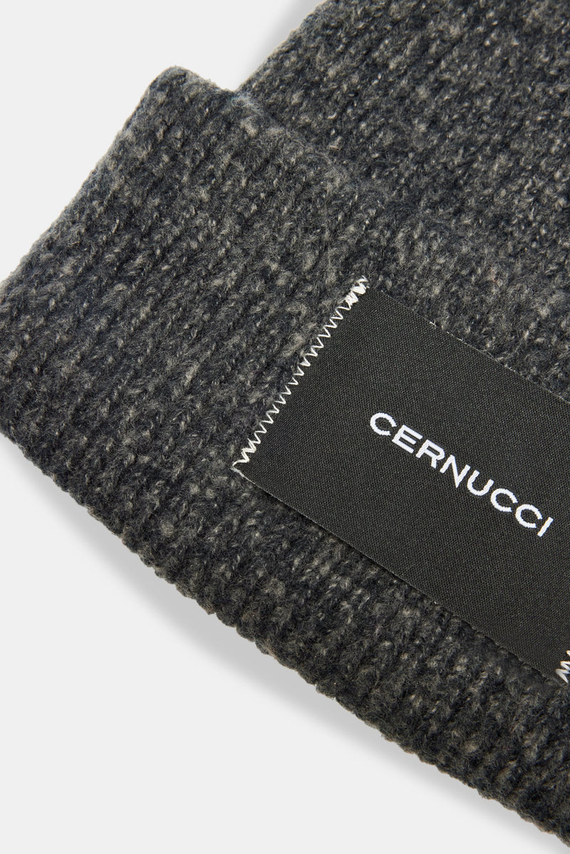 Cernucci Woven Label Beanie - Black