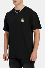 Washed Cernucci Spade Playing Card Oversized T-Shirt - Black