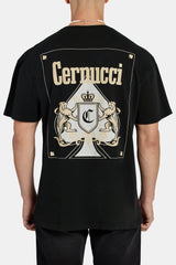 Washed Cernucci Spade Playing Card Oversized T-Shirt - Black