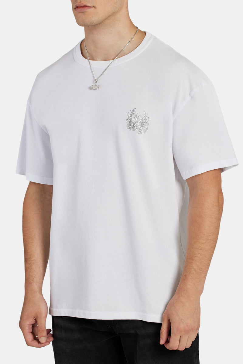 Rhinestone Dice T-Shirt - White