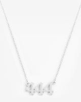 Angel Number 444 Necklace - White Gold