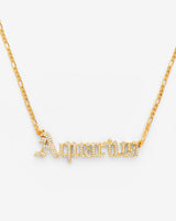 Iced Aquarius Zodiac Necklace - Gold