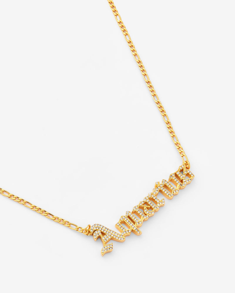 Iced Aquarius Zodiac Necklace - Gold