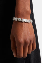 Womens 10mm Clustered Tennis Bracelet - White