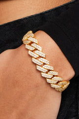 Womens 14mm Iced Prong Link Bracelet