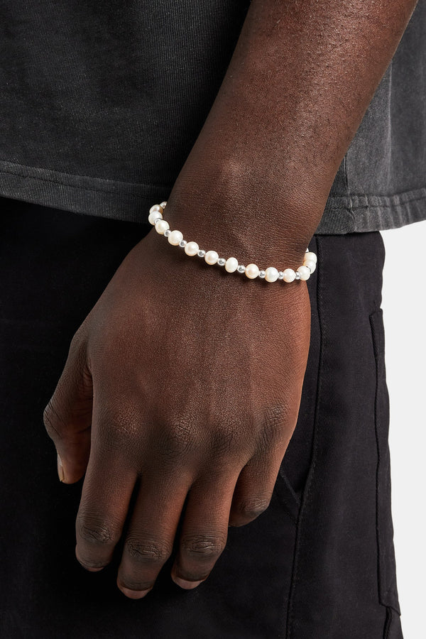 Freshwater Pearl & Bead Bracelet - White