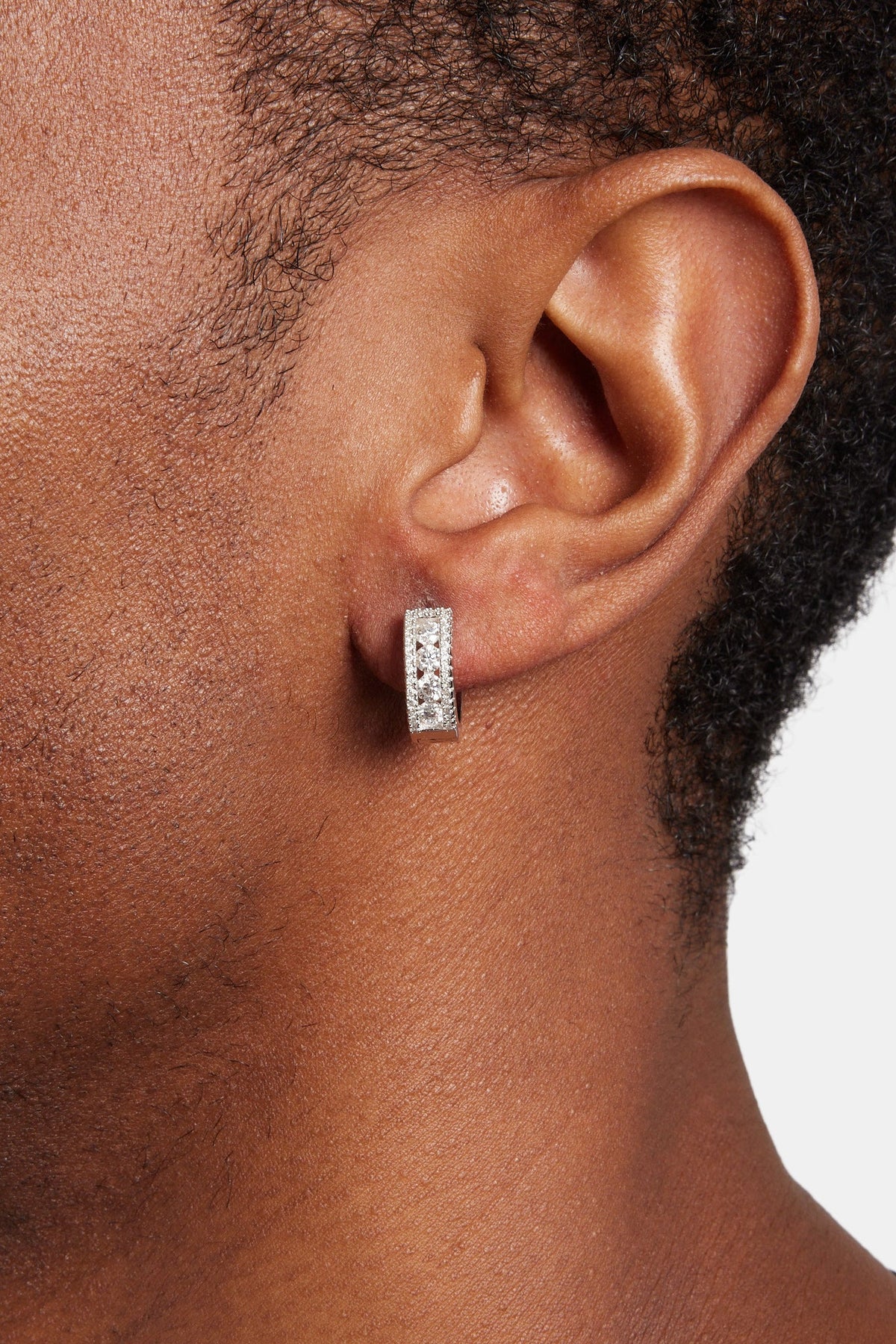 Men Diamond Hoop Earrings Mens Diamond Huggie Hoop Earrings