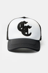 C Badge Contrast Trucker Hat - Black