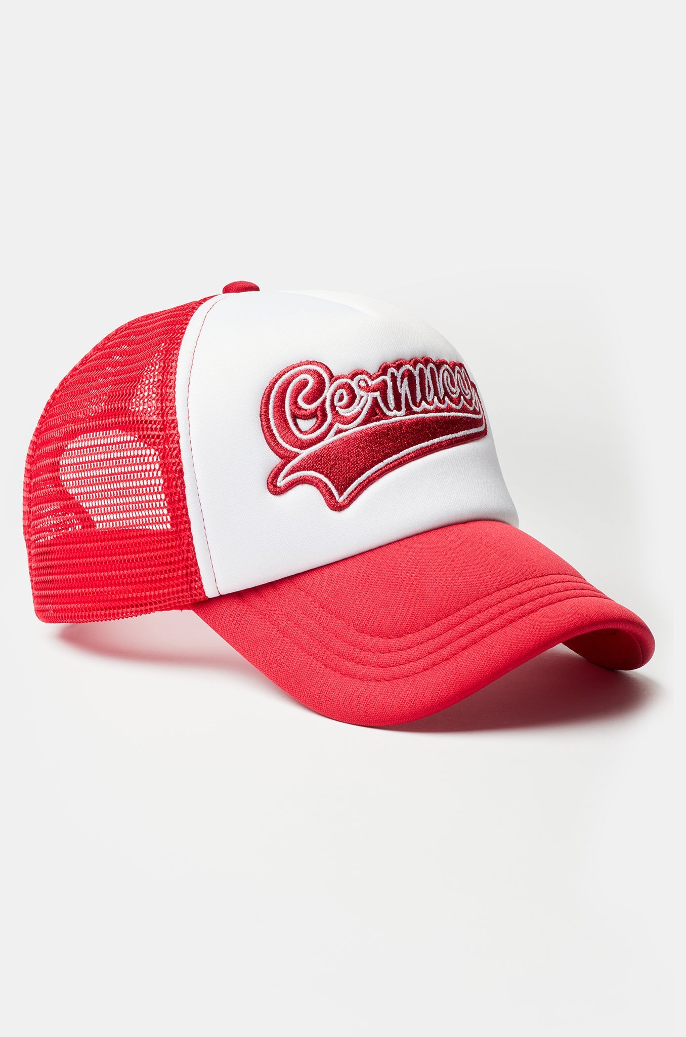 Logo Embroidered Trucker Hat - Red