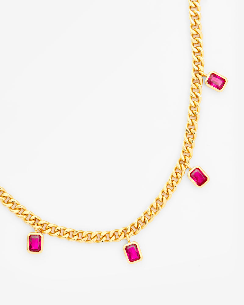 Baguette Bezel Curb Chain - Gold