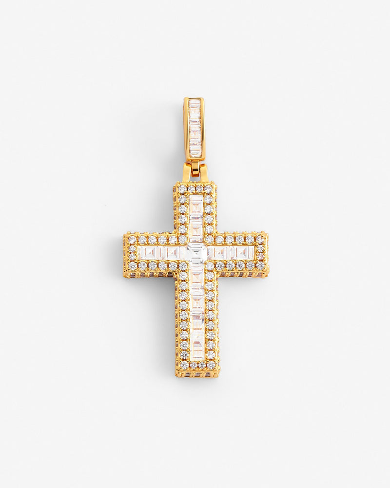 Baguette Cross Pendant - Gold