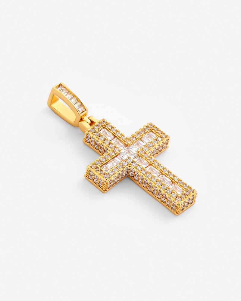 Baguette Cross Pendant - Gold