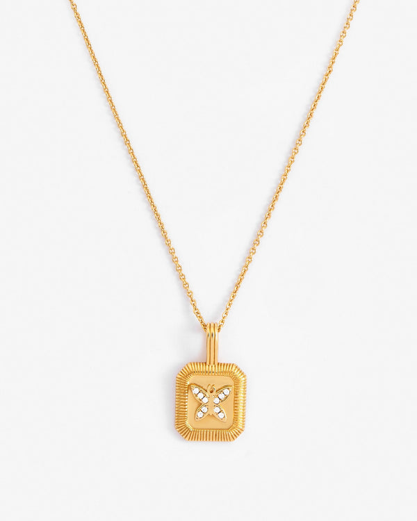 Butterfly Embossed Necklace - Gold