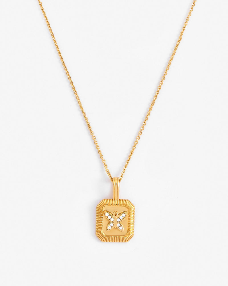 Butterfly Embossed Necklace - Gold