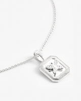 Butterfly Embossed Necklace - White Gold