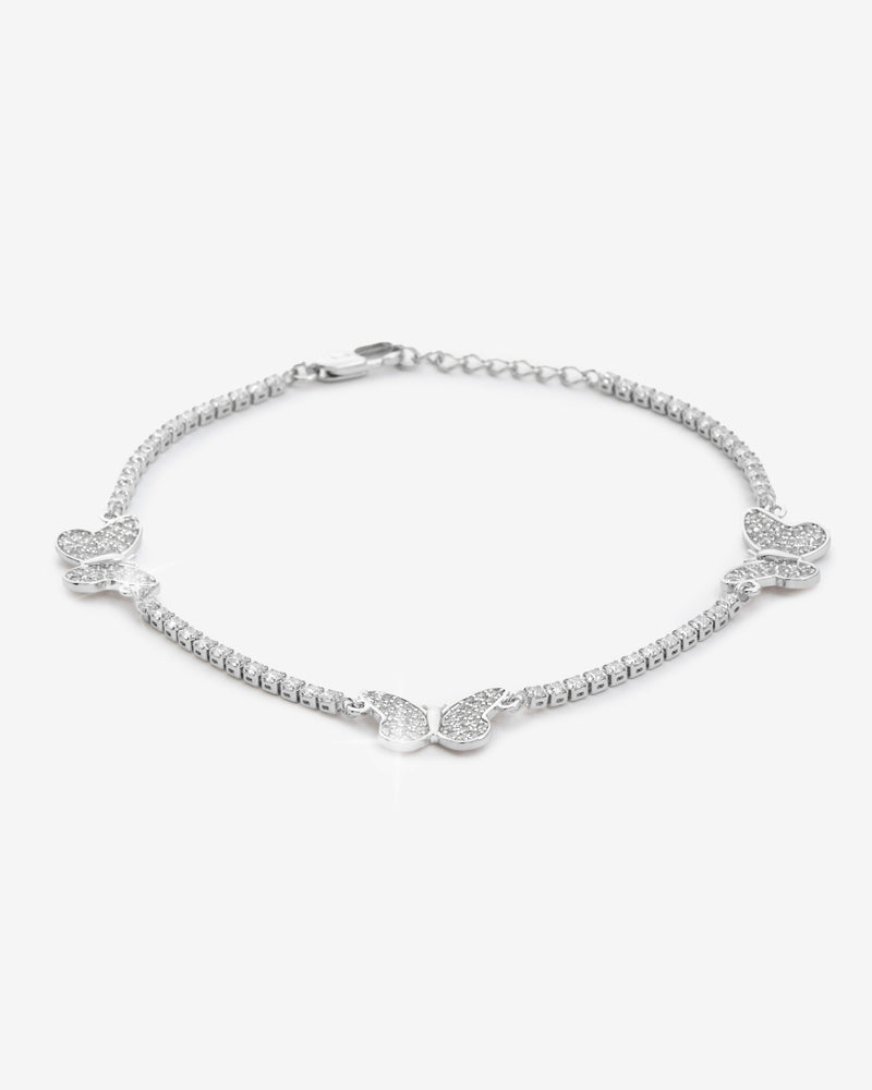 Butterfly Anklet - White Gold