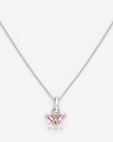 Butterfly Gem Necklace - White Gold