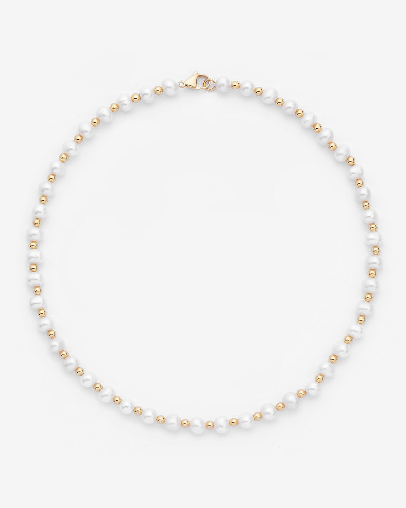 Beaded Pearl Necklace - Gold