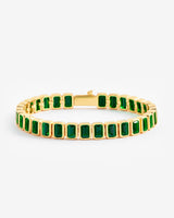 Green Bezel Tennis Bracelet - Gold