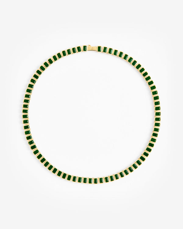Green Bezel Tennis Chain - Gold