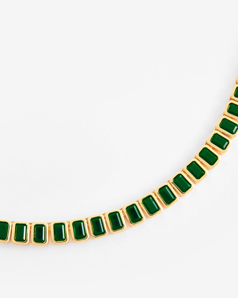 Green Bezel Tennis Chain - Gold