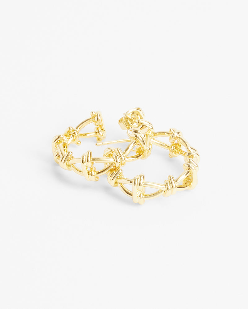 Barbed Wire Hoop Earrings - Gold