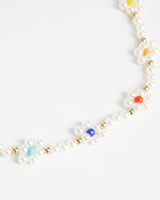 Flower Shape Seed & Colour Beads Freshwater Pearl Necklace