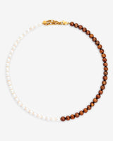 Colour Block Pearl Necklace - Gold