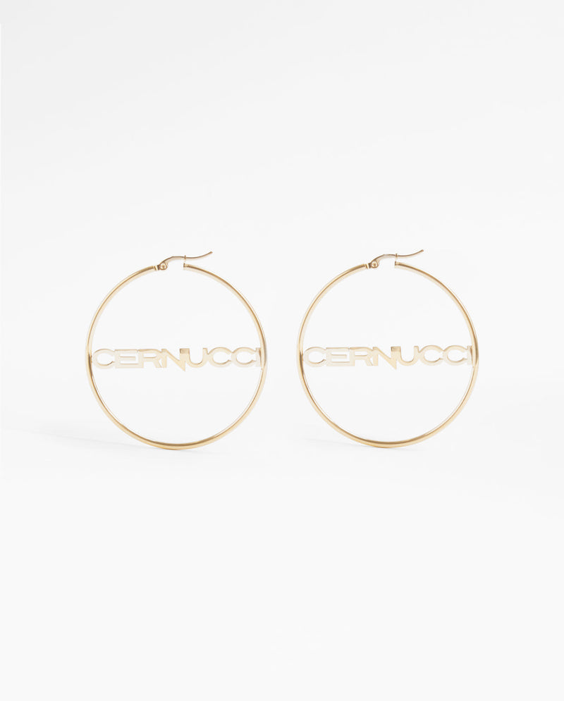 Cernucci Branded Small Hoop Earrings - Gold