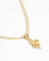 Curb Chain Snake Pendant Necklace - Gold