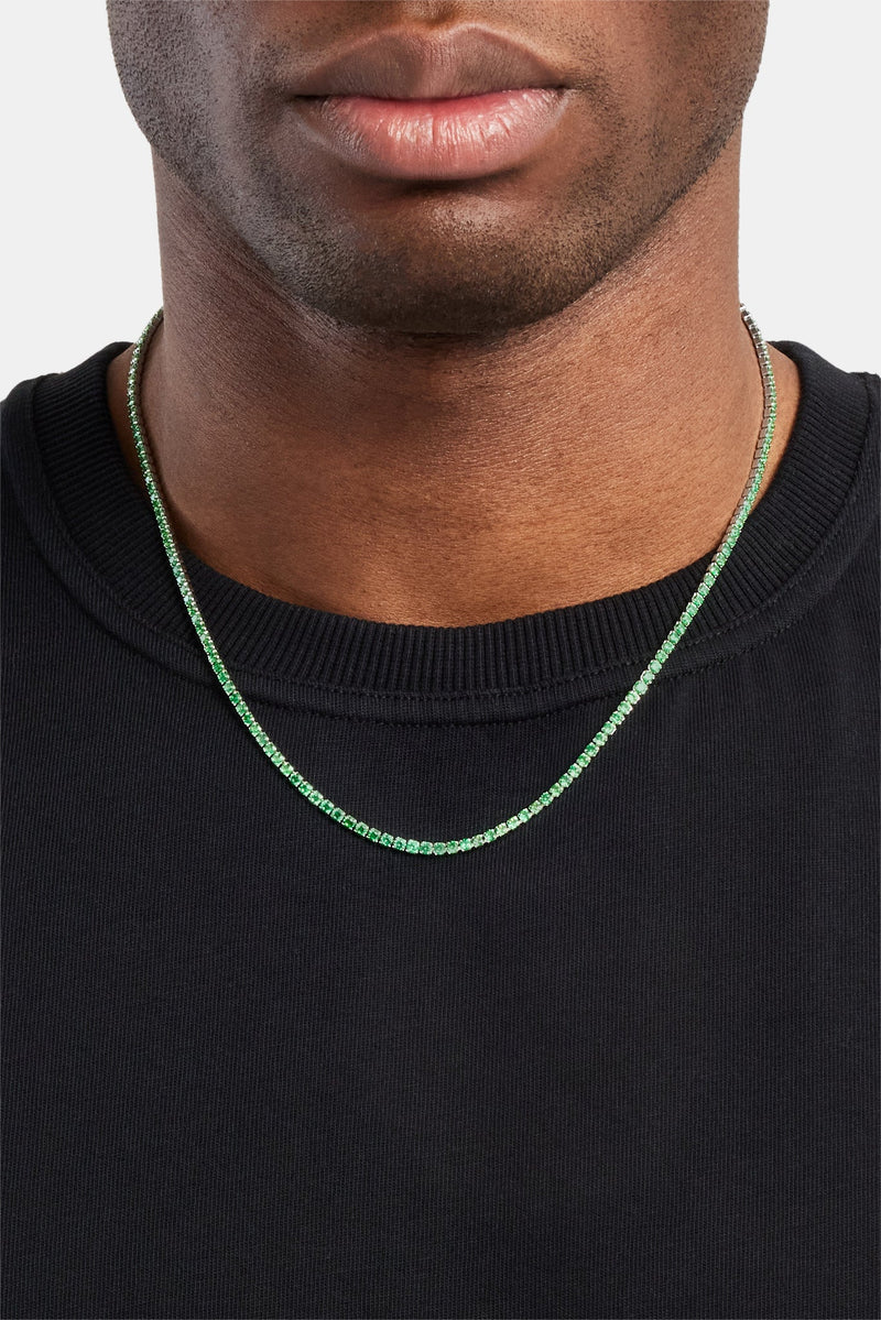 Micro Tennis Chain Green - White 2.5mm