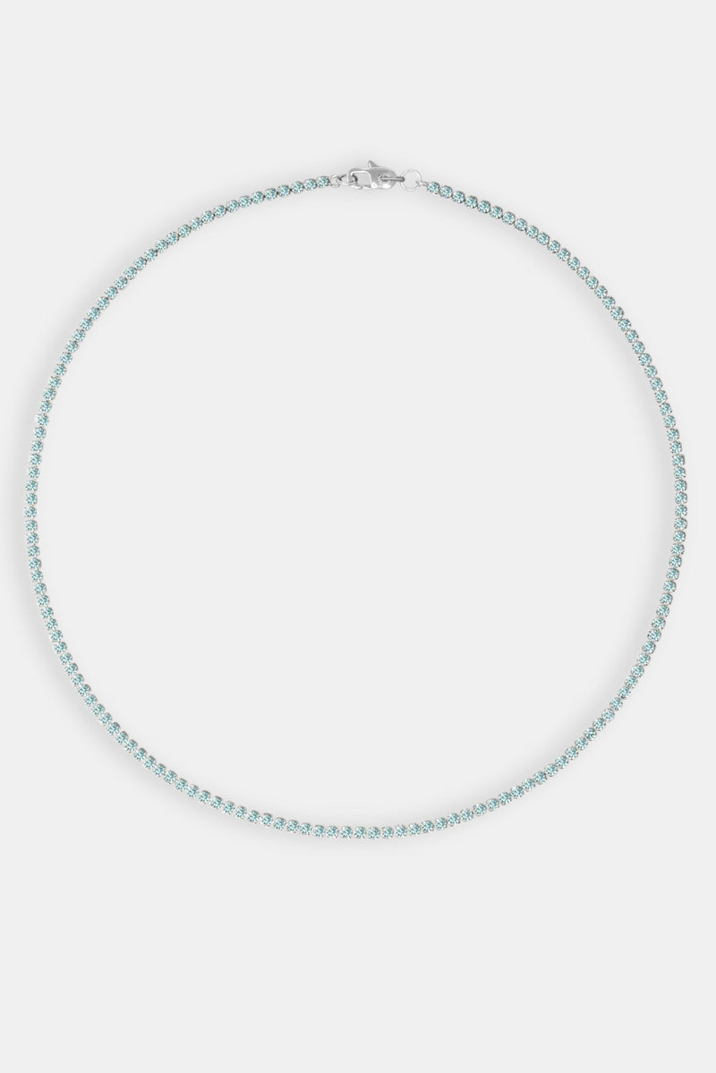 Micro Tennis Chain Light Blue - White 2.5mm