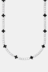 Black Motif Tennis Chain - White 5mm