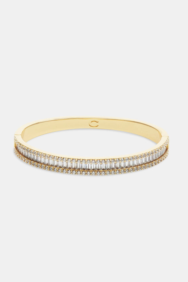 Baguette Stone Bangle - Gold 8mm