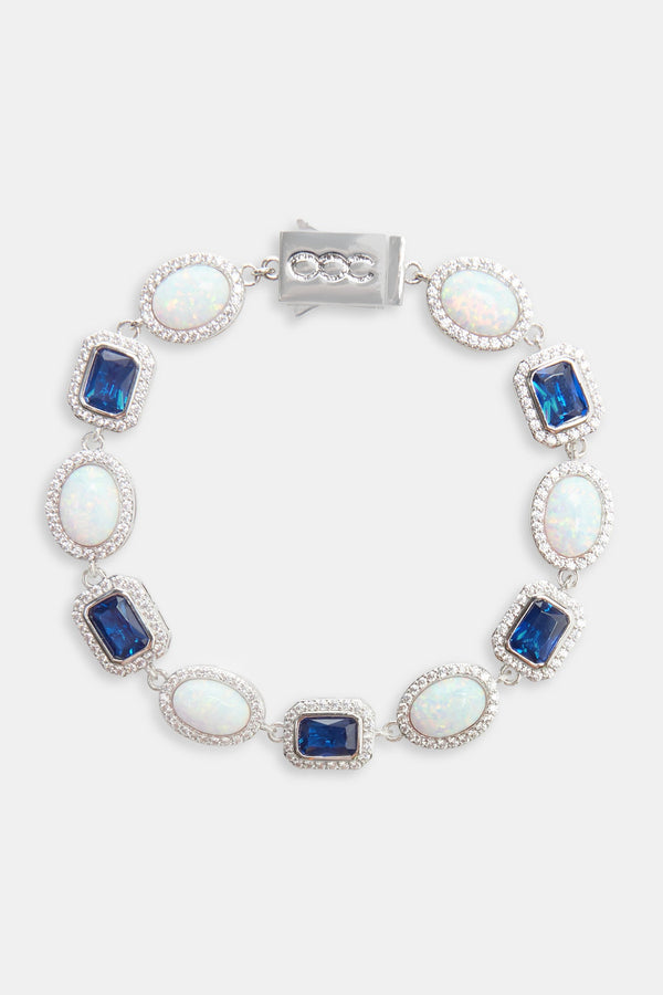 Opal & Blue Gemstone Bracelet - White