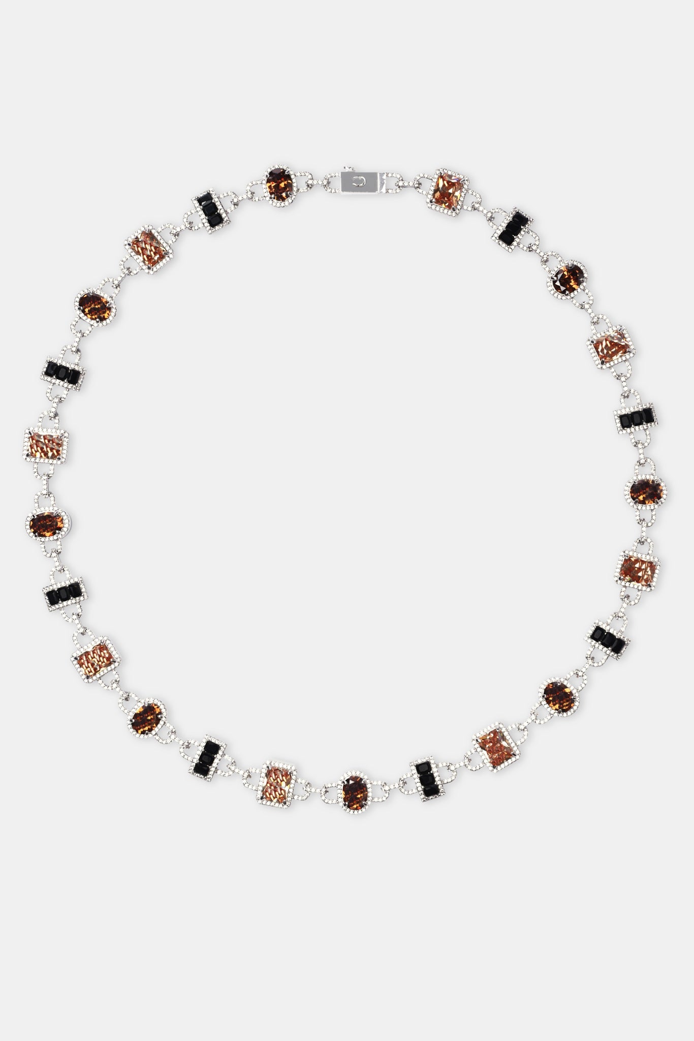 Iced Chocolate Mixed Shape Gemstone Chain - White