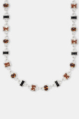 Iced Chocolate Mixed Shape Gemstone Chain & Bracelet - White