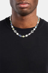 Cuban Link Gemstone & Motif Chain - White