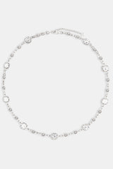 Iced CZ Gem & Ball Chain Mix Chain - White