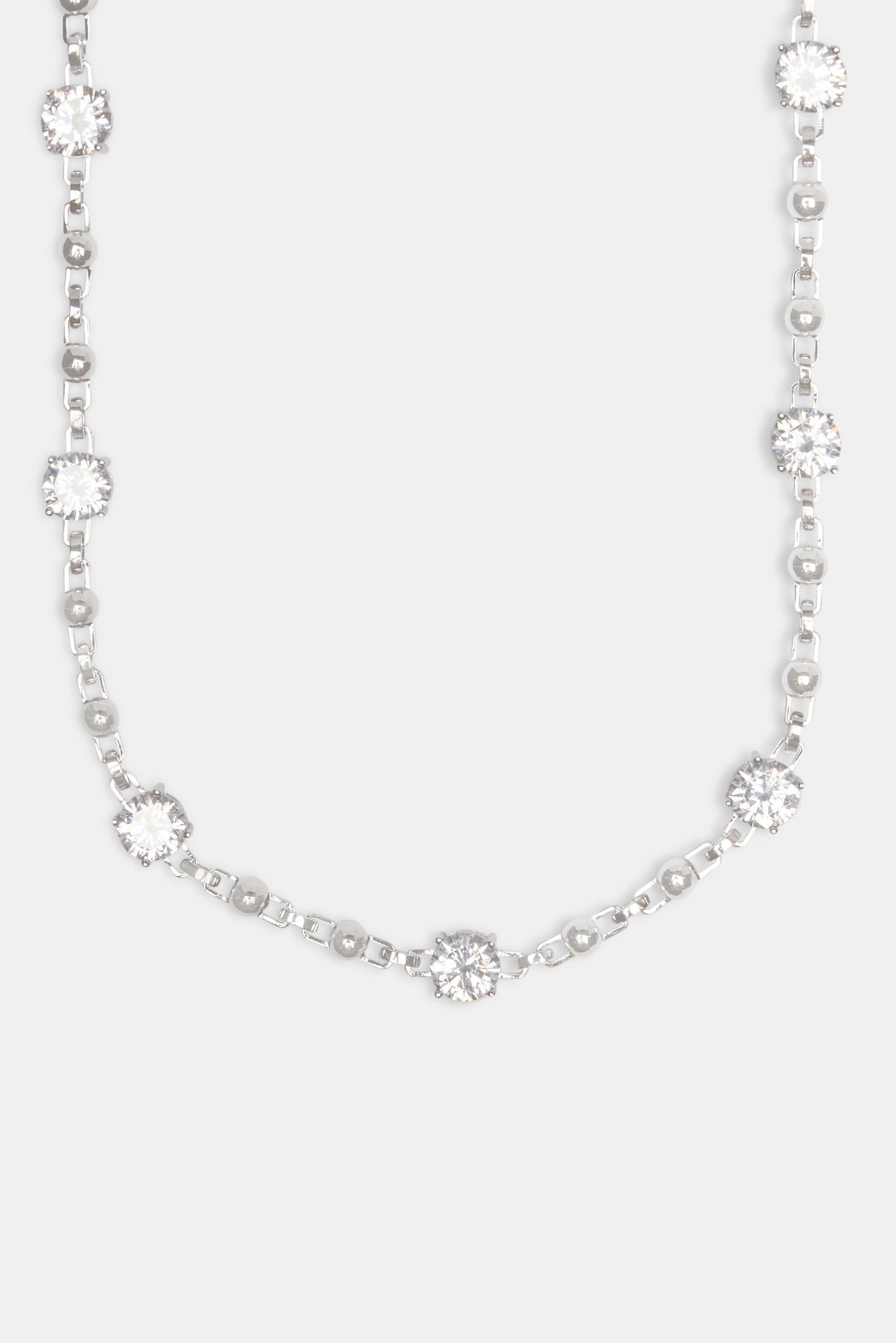 Iced CZ Gem & Ball Chain Mix Chain - White - 8mm