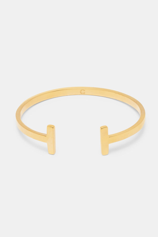 4mm Gold Plated Polished T Bar Bangle