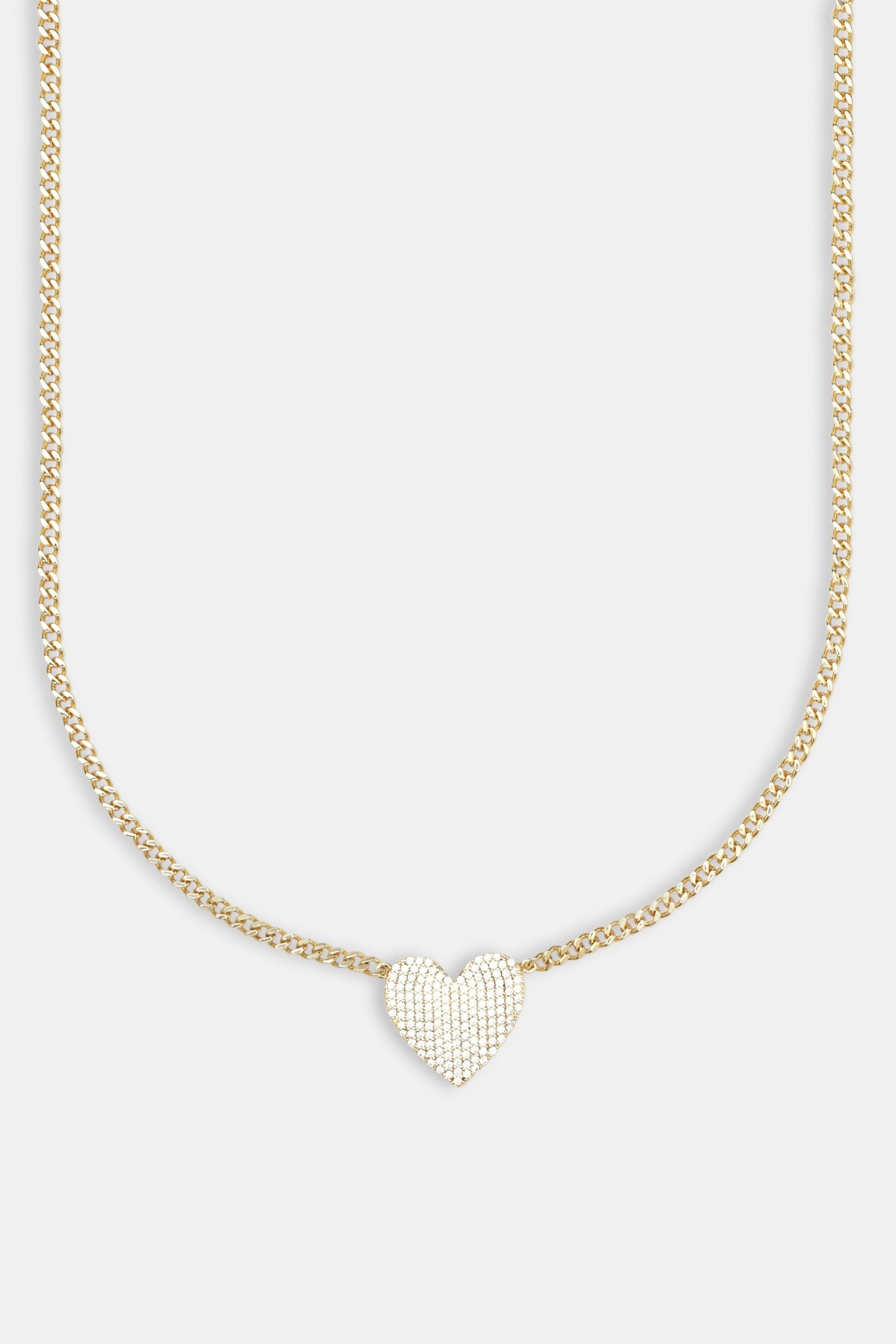 Iced Heart Necklace - Gold - 20mm
