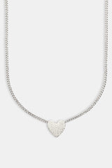Iced Heart Necklace - White