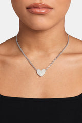 Iced Heart Necklace - White