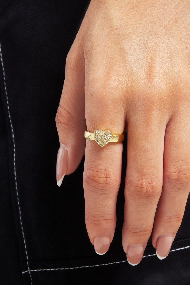 Iced Heart Ring - Gold