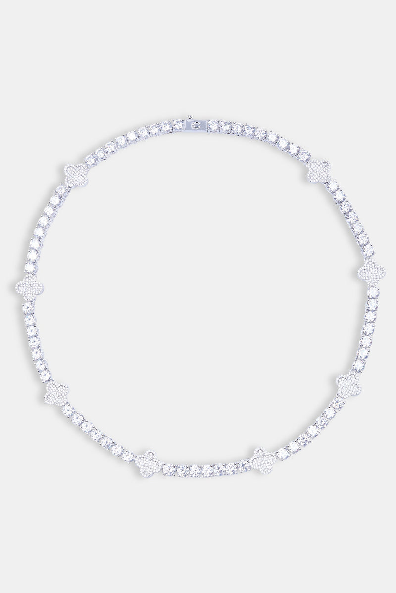 Iced Motif Tennis Chain - White 5mm