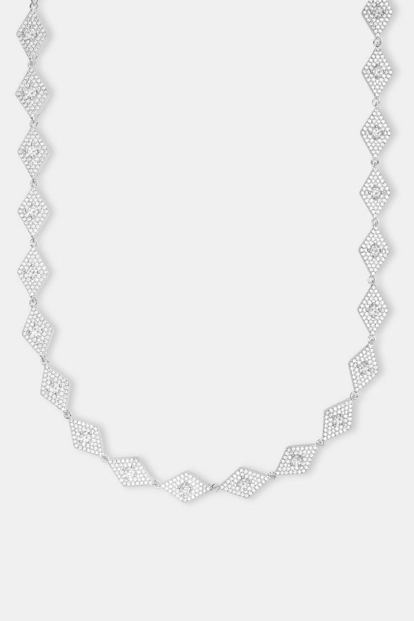 Iced Rhombus Tennis Chain - White 10mm